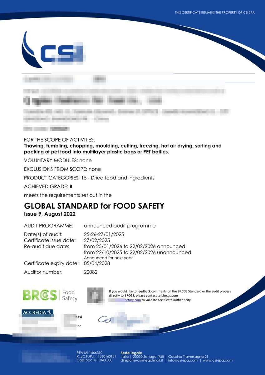BRCGS certificate