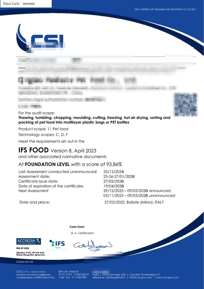 IFS Food certificate