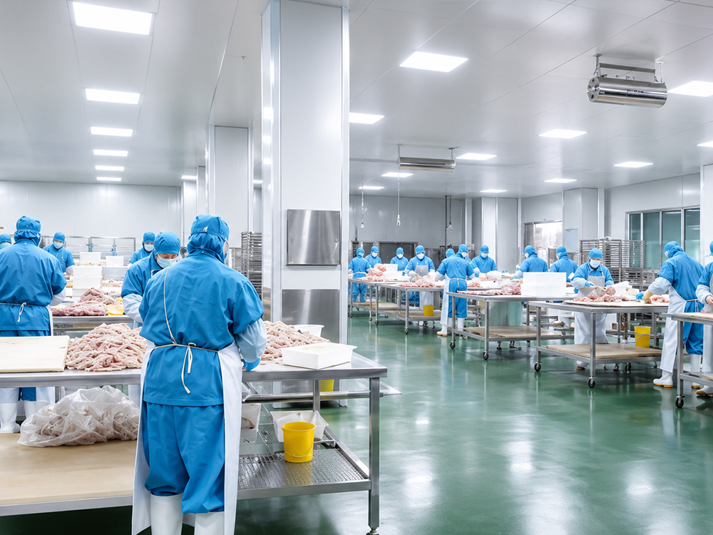 Frozen raw material handling zone